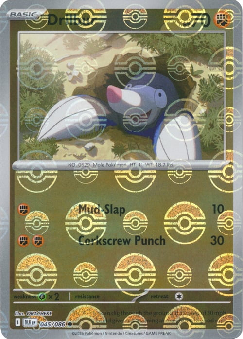 Black Bolt Drilbur #45/86 Pokeball Holo